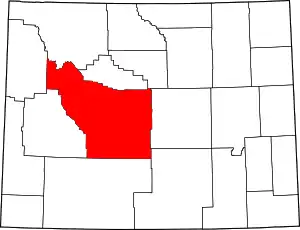 Map of Wyoming highlighting Fremont County