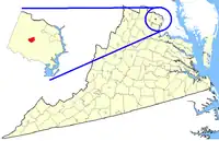 Location of Fairfax in Virginia