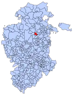 Municipal location of Rojas in Burgos province