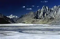 The 7,821 m (25,659 ft) tall Masherbrum as viewed from Surmo