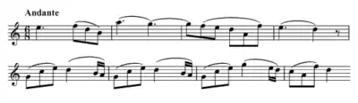  Two staves of printed music notation