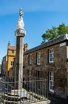 One of the finest examples of a mercat cross at Inverkeithing in Fife