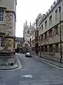 Looking down Merton Street, at the corner with Oriel Square, looking east towards Merton College.