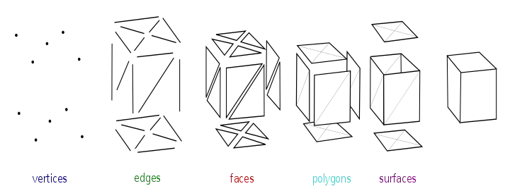 Elements of polygonal mesh modeling.