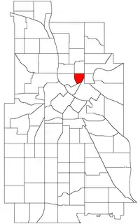 Location of St. Anthony East within the U.S. city of Minneapolis