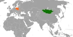 Map indicating locations of Mongolia and Poland