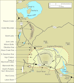 Map of the Mono Lake area, showing geological features