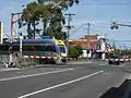 VLocity train traverses over the former Murrumbeena Road railway crossing in March 2010