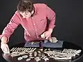 Senior Curator at National Museums Scotland, Martin Goldberg, looking at objects from the Galloway Hoard