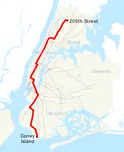 Map of the "D" train