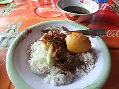 Nasi campur with rawon from Surabaya