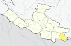 Location of Nawalparasi West (dark yellow) in Lumbini Province