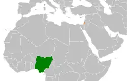 Map indicating locations of Nigeria and Palestine