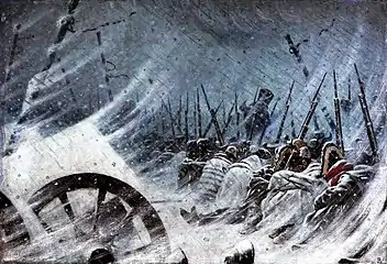 A bivouac of Napoleon's army during retreat from Russia in 1812