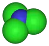 Space-filling model of nitrogen trichloride