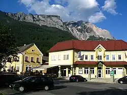 Main square with Mt. Dobratsch