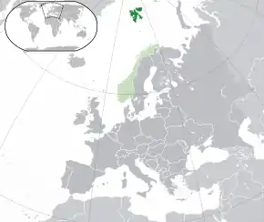 Map showing Svalbard in Europe