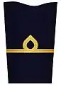 Sleeve insignia on innerkavaj m/48 ("inner jacket m/48") for a second lieutenant.(?–present)