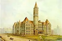 Third City Hall (circa 1899), watercolour