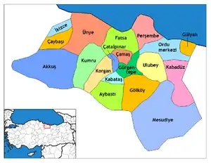 Districts of Ordu