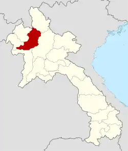 Map showing location of Oudomxay province in Laos