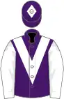 Purple, white chevron and sleeves, diamond on cap