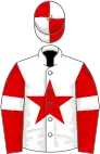 White, red star, red sleeves, white armlets, quartered cap