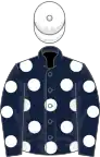 Dark blue, white spots, white cap