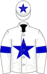 White, blue start, armlets and star on cap