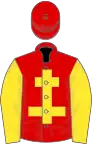 Red, yellow cross of lorraine and sleeves