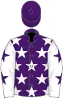 Purple, white stars, white sleeves, purple stars, purple cap