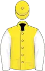 Yellow, white sleeves, yellow cap