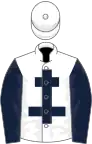 White, dark blue cross of lorraine and sleeves