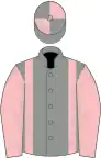 Grey, pink braces and sleeves, quartered cap