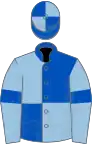 Royal blue and light blue (quartered), light blue sleeves, royal blue armlets