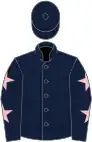 Dark blue, pink stars on sleeves