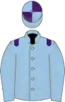 Light blue, purple epaulets, quartered cap