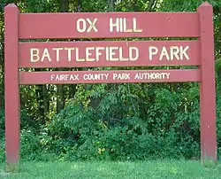 Sign for Ox Hill Battlefield Park