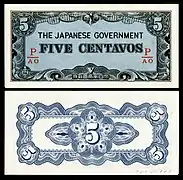 PHI-103b-Japanese Government (Philippines)-5 Centavos (1942)