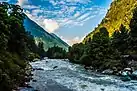 Parvati river flowing in sweeping meanders, Kasol.