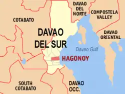 Map of Davao del Sur with Hagonoy highlighted