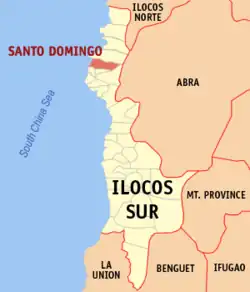 Map of Ilocos Sur with Santo Domingo highlighted