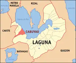 Map of Laguna with Cabuyao highlighted