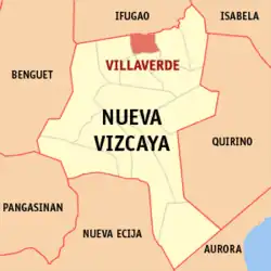 Map of Nueva Vizcaya with Villaverde highlighted