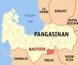 Map of Pangasinan with Bautista highlighted