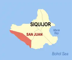 Map of Siquijor with San Juan highlighted