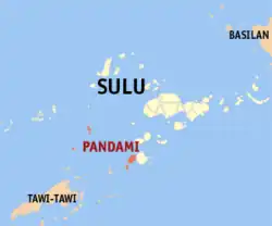 Map of Sulu with Pandami highlighted