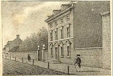 Washington's Residence, High Street, Philadelphia, 1830 lithograph by William L. Breton