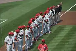 The 2010 Phillies on the field at Nationals Parkon Opening Day