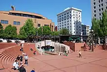 Pioneer Courthouse Square Waterfall Fountain in 2009